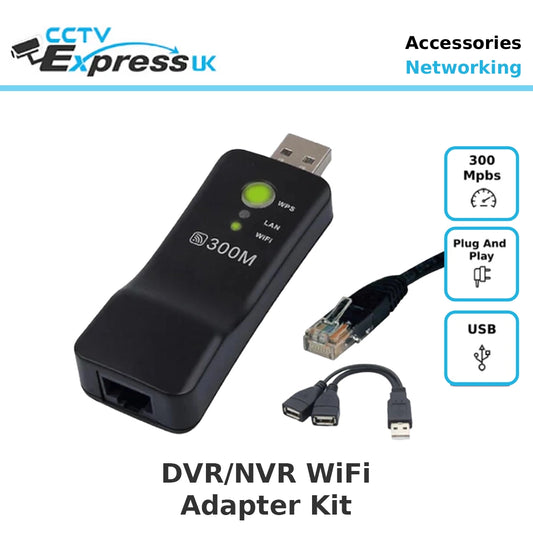 DVR / NVR WiFi Adapter Kit Range Extender, USB Splitter, Patch Lead Bundle