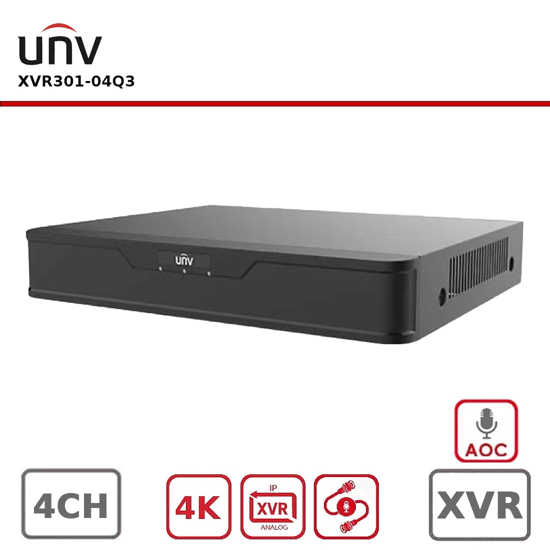 Uniview UNV-XVR301-04Q3 4 Channel upto 8MP 4K Hybrid AoC XVR