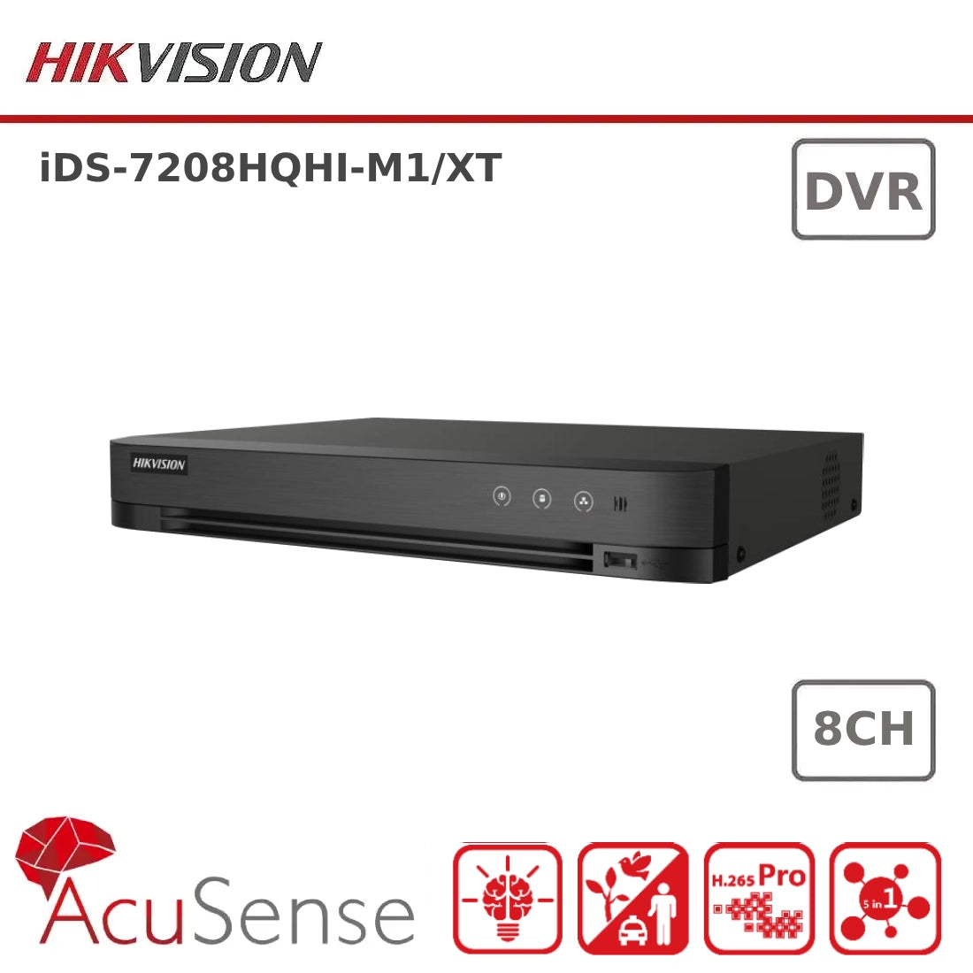 Hikvision iDS-7208HQHI-M1/XT(STD) 8 Channel 3K/5MP AcuSense Hybrid DVR