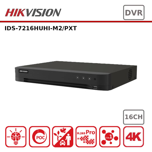 Hikvision IDS-7216HUHI-M2/PXT 16-ch 5 MP 1U H.265 AcuSense POC DVR