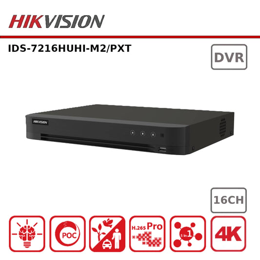 Hikvision IDS-7216HUHI-M2/PXT 16-ch 5 MP 1U H.265 AcuSense POC DVR