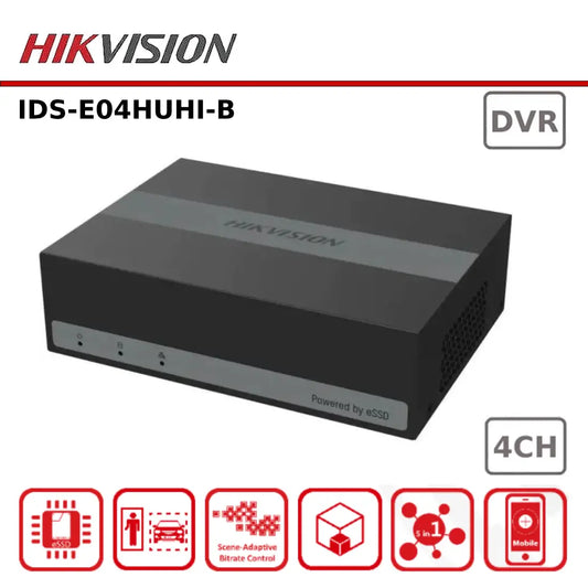 Hikvision iDS-E04HUHI-B – 8MP 4CH AcuSense PoC eDVR with Built-in 1TB eSSD - Clearance