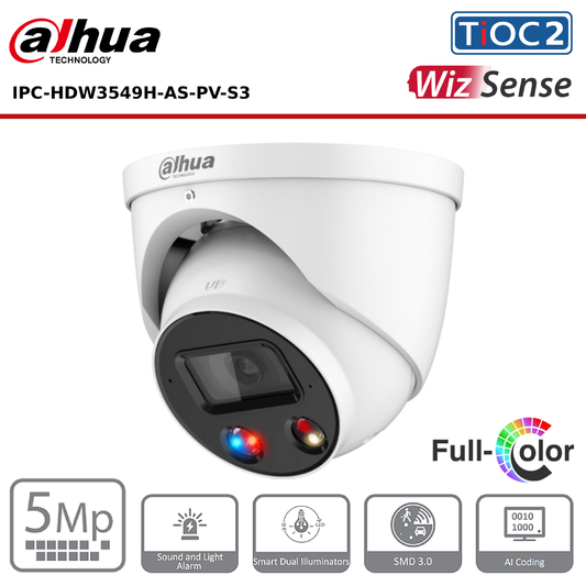 5MP Dahua DH-IPC-HDW3549H-AS-PV-S4 5MP TiOC 2.0 Fixed-focal Eyeball Network Camera - CCTV Express UK